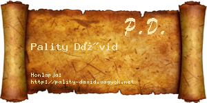 Pality Dávid névjegykártya